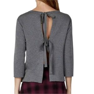 Anthropologie Bailey 44 Tie Back 3/4 Sleeve Stretch Sweater Gray Size S